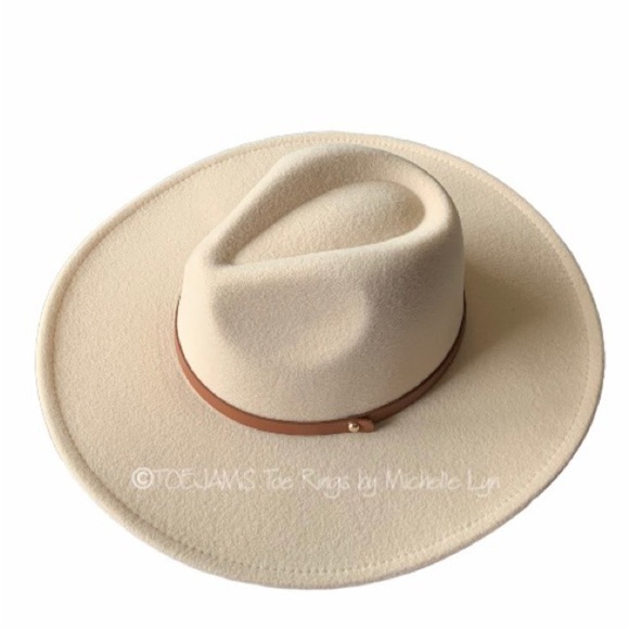 HAT Ivory Off White Fedora Hat Removable Hat Band Cowboy Bohemian Hat - Picture 2 of 2